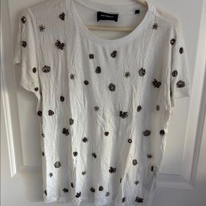 The Kooples White Tee with Black Embellishments